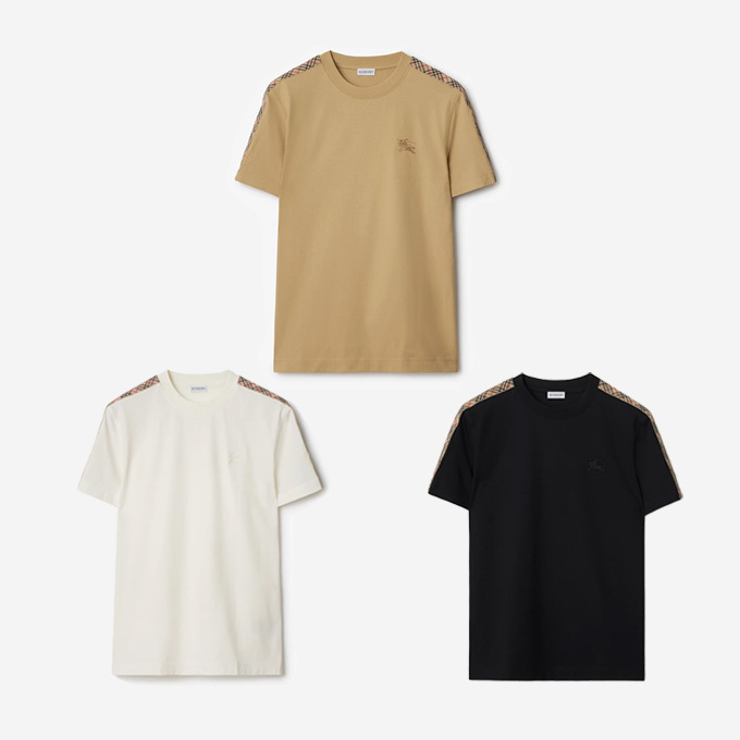 burberry check shoulder detail ekd embroidery cotton t-shirt